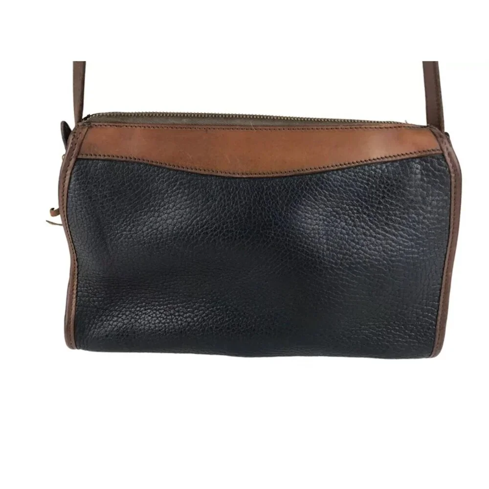 Dooney & Bourke Womens Blue‎ Brown Leather Inner Pockets Crossbody Strap Handbag